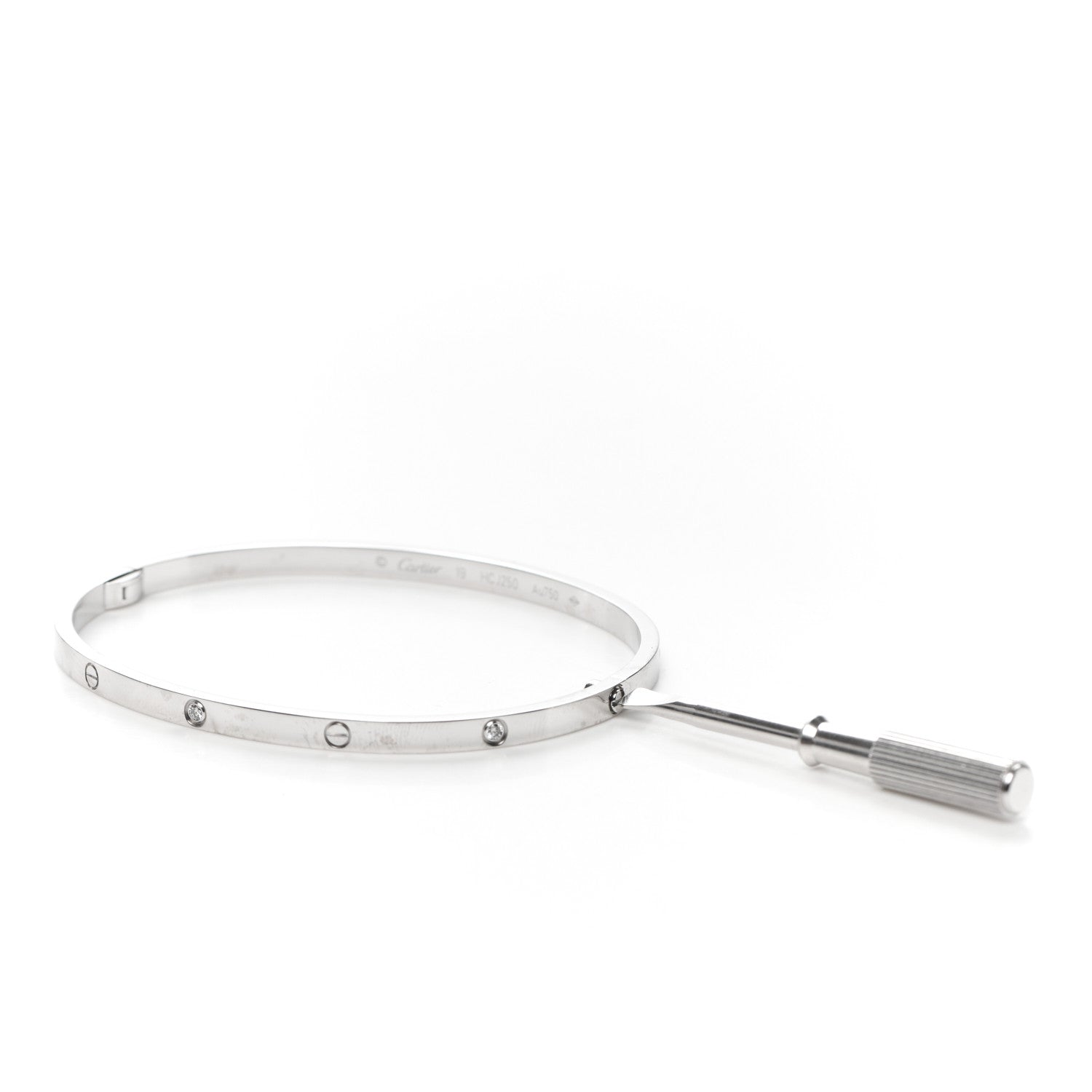 Cartier 18K White Gold 6 Diamond Small LOVE Bracelet 19 5 of 6