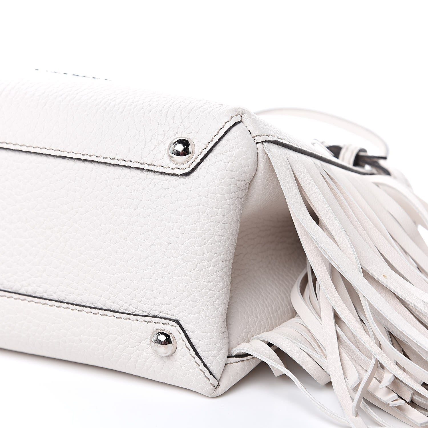 Burberry Grainy Calfskin Studded Fringe Baby Banner Tote White 10 of 10