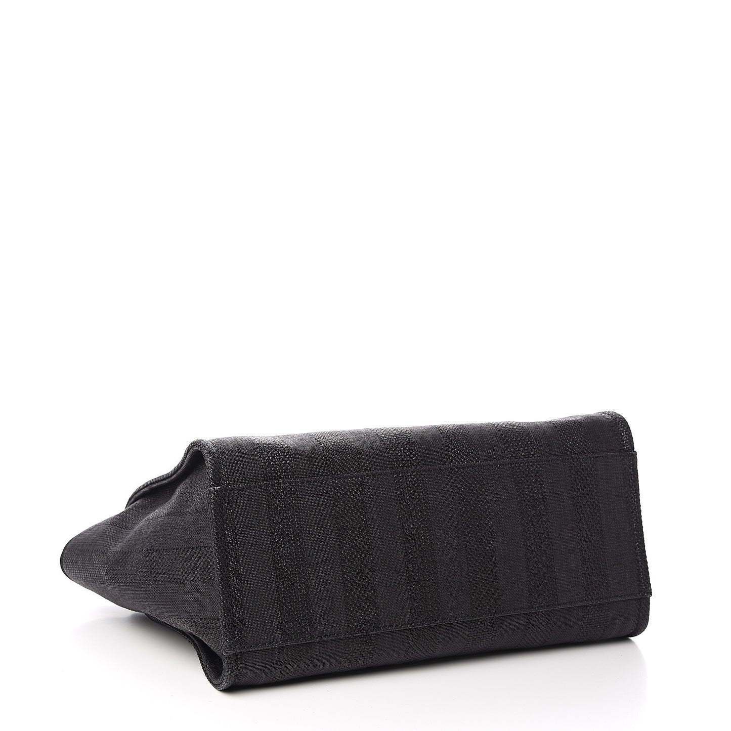 Mixed Fibers Calfskin Striped Medium Deauville Tote Black