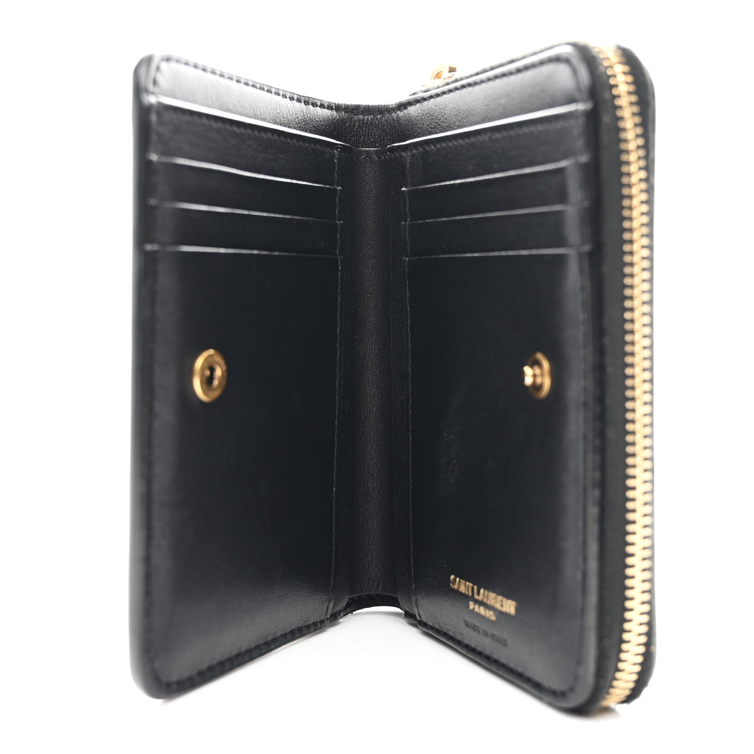 Saint Laurent Patent Tartarugato Monogram Compact Wallet Brown 6 of 8