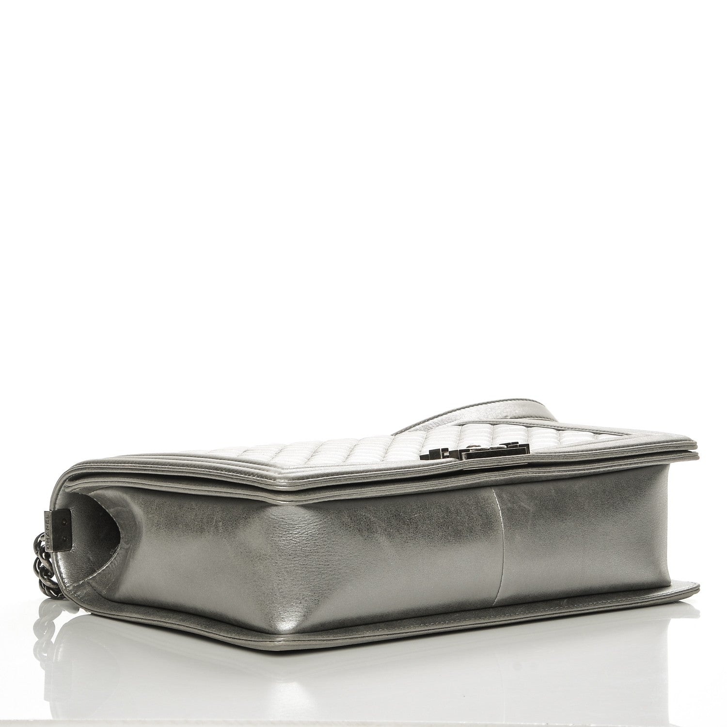 Chanel Metallic Calfskin Quilted Large Boy Flap Silver 4 of 8
