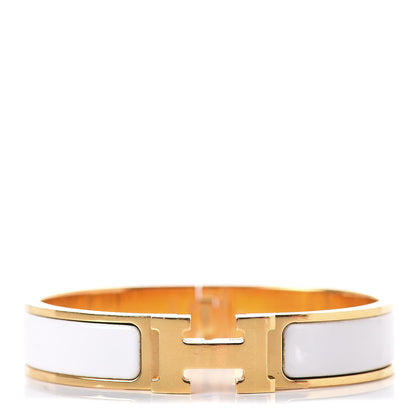 Hermes Enamel Narrow Clic Clac H Bracelet PM White 1 of 5