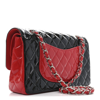 Chanel Patent Calfskin Quilted Bi-Color Medium Double Flap Black Red 3 of 10
