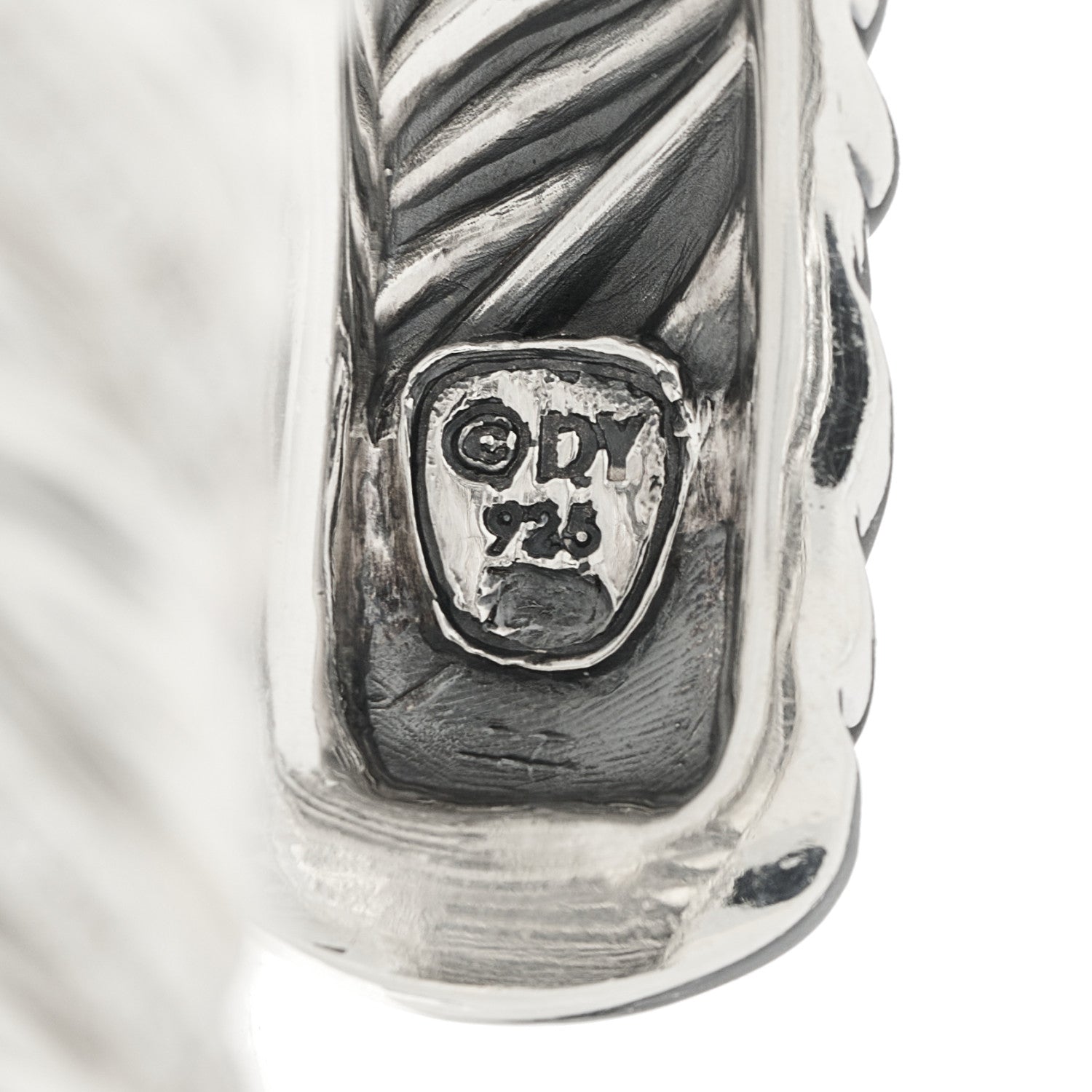 David Yurman Sterling Silver Diamond Sculpted Cable Cuff Bracelet 3 of 3