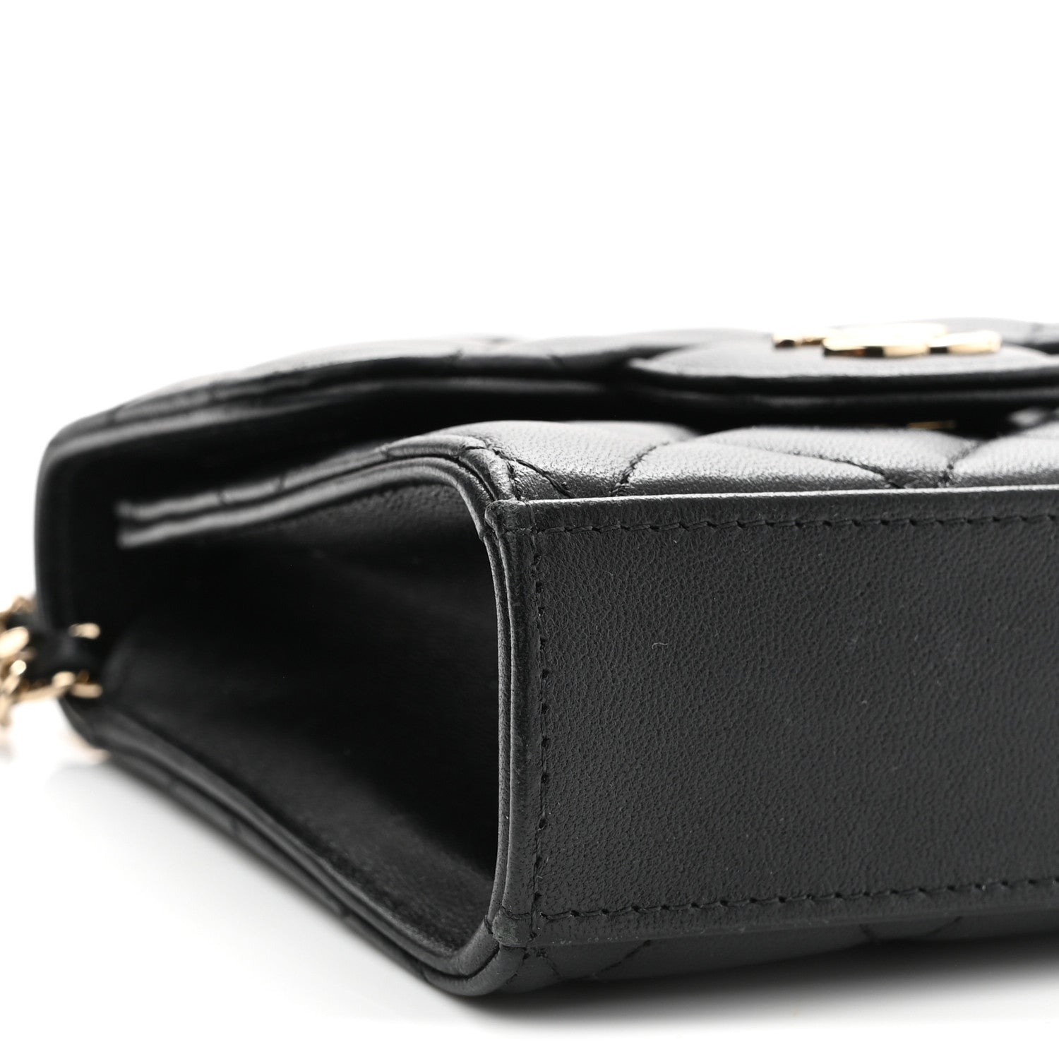 Chanel Lambskin Quilted Top Handle Flap Clutch With Chain Black 9 of 10