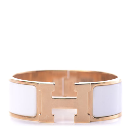 Hermes Enamel Wide Clic Clac H Bracelet PM White 1 of 8