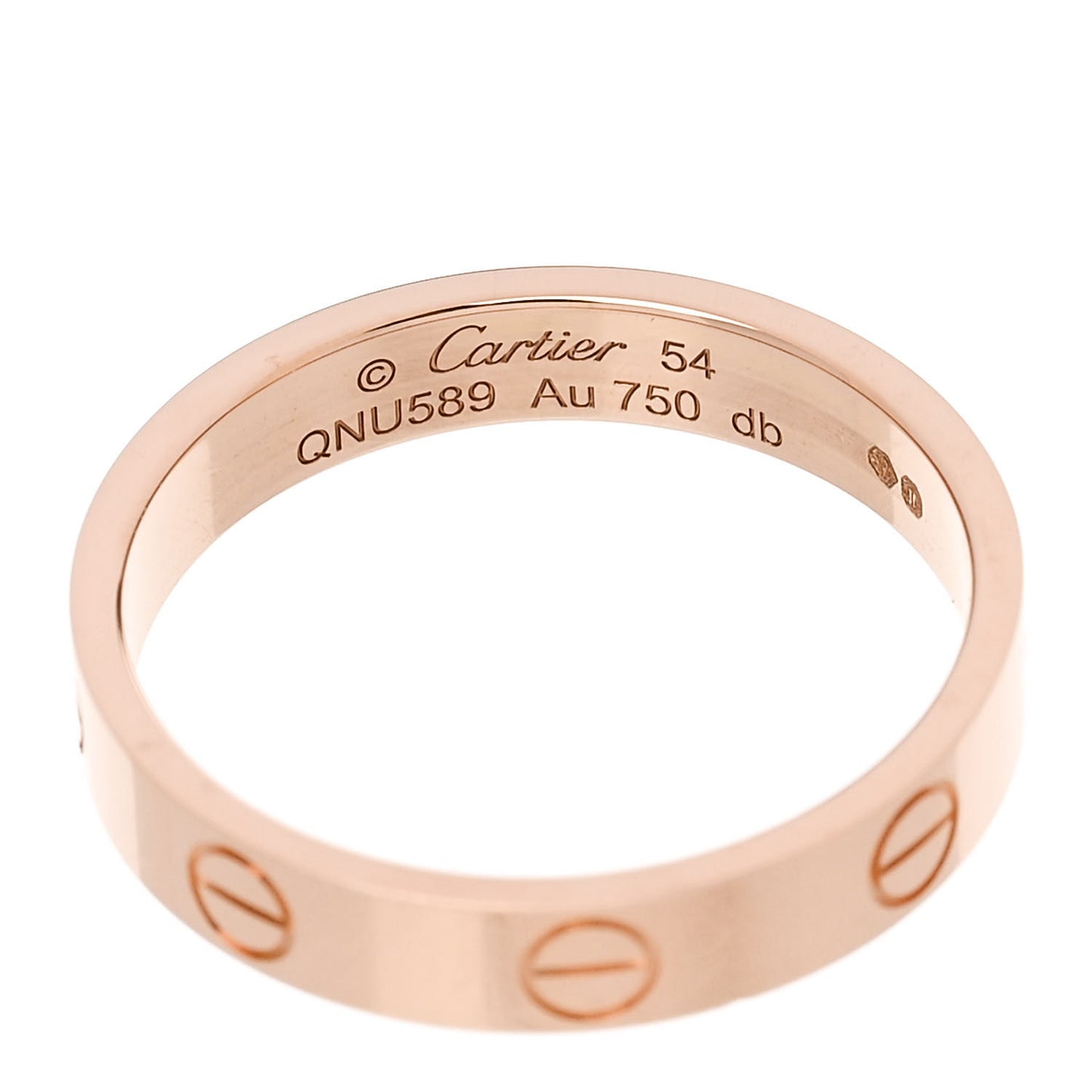 18K Pink Gold 3.5mm LOVE Wedding Band Ring 54 6.75