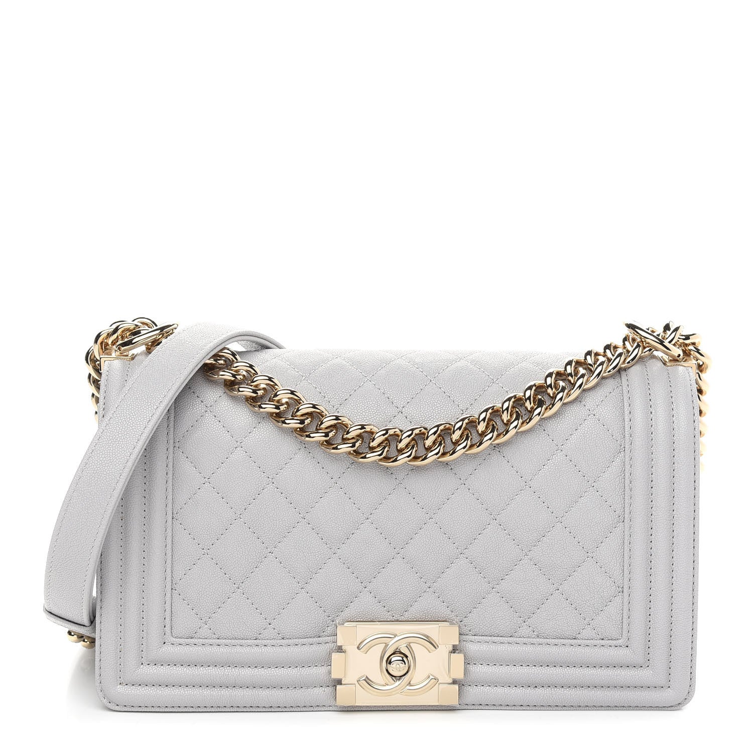Chanel Caviar Quilted Medium Boy Flap Light Grey 1 of 9