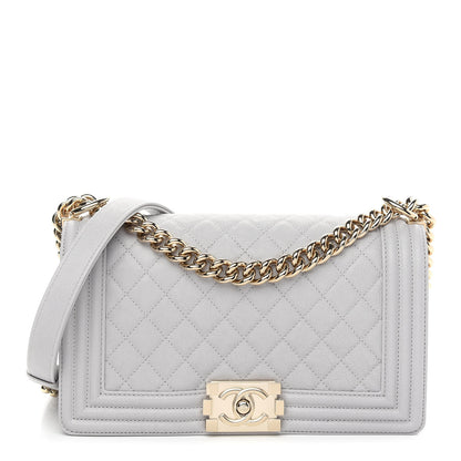 Chanel Caviar Quilted Medium Boy Flap Light Grey 1 of 9