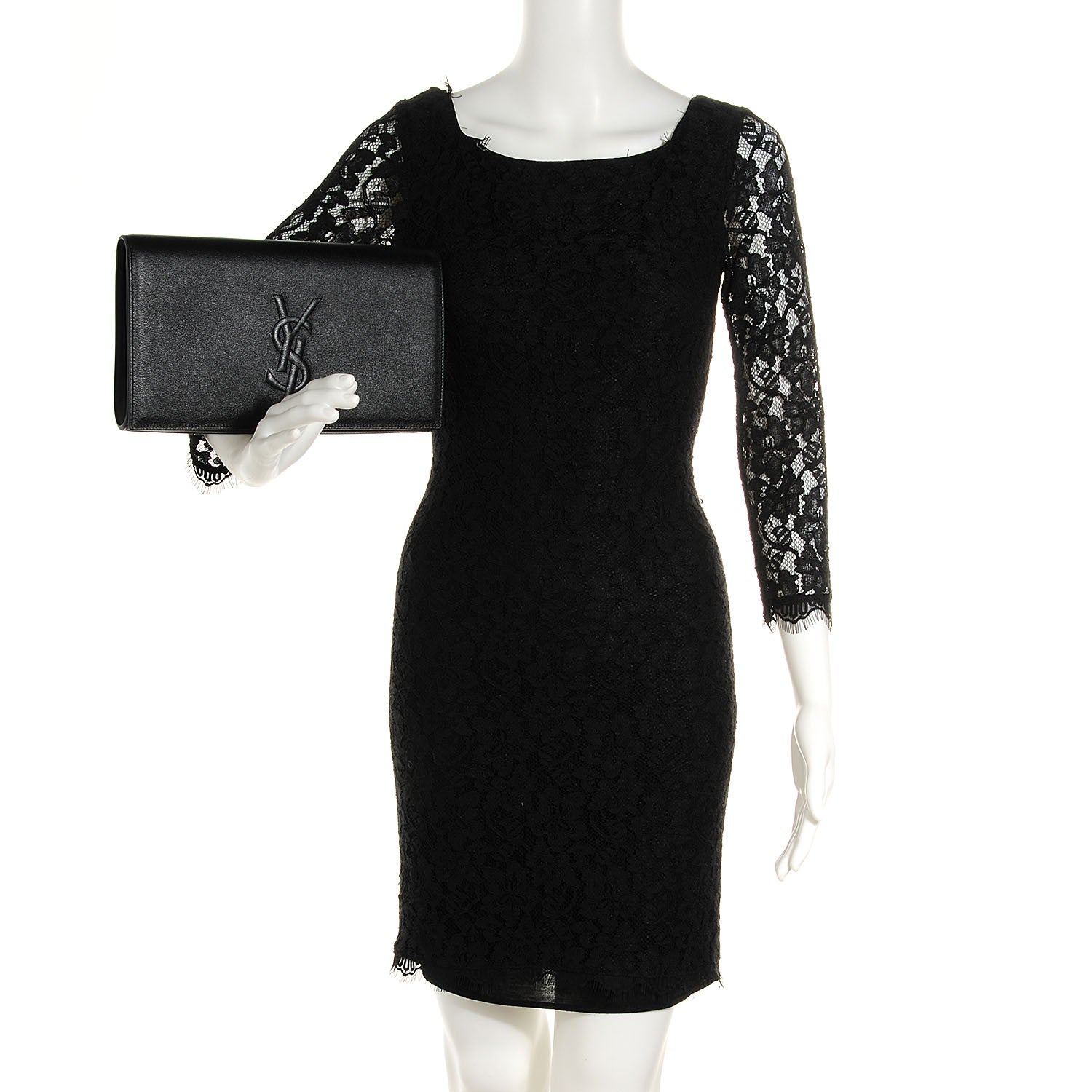 Saint Laurent Calfskin Monogram Large Belle De Jour Clutch Black 2 of 7