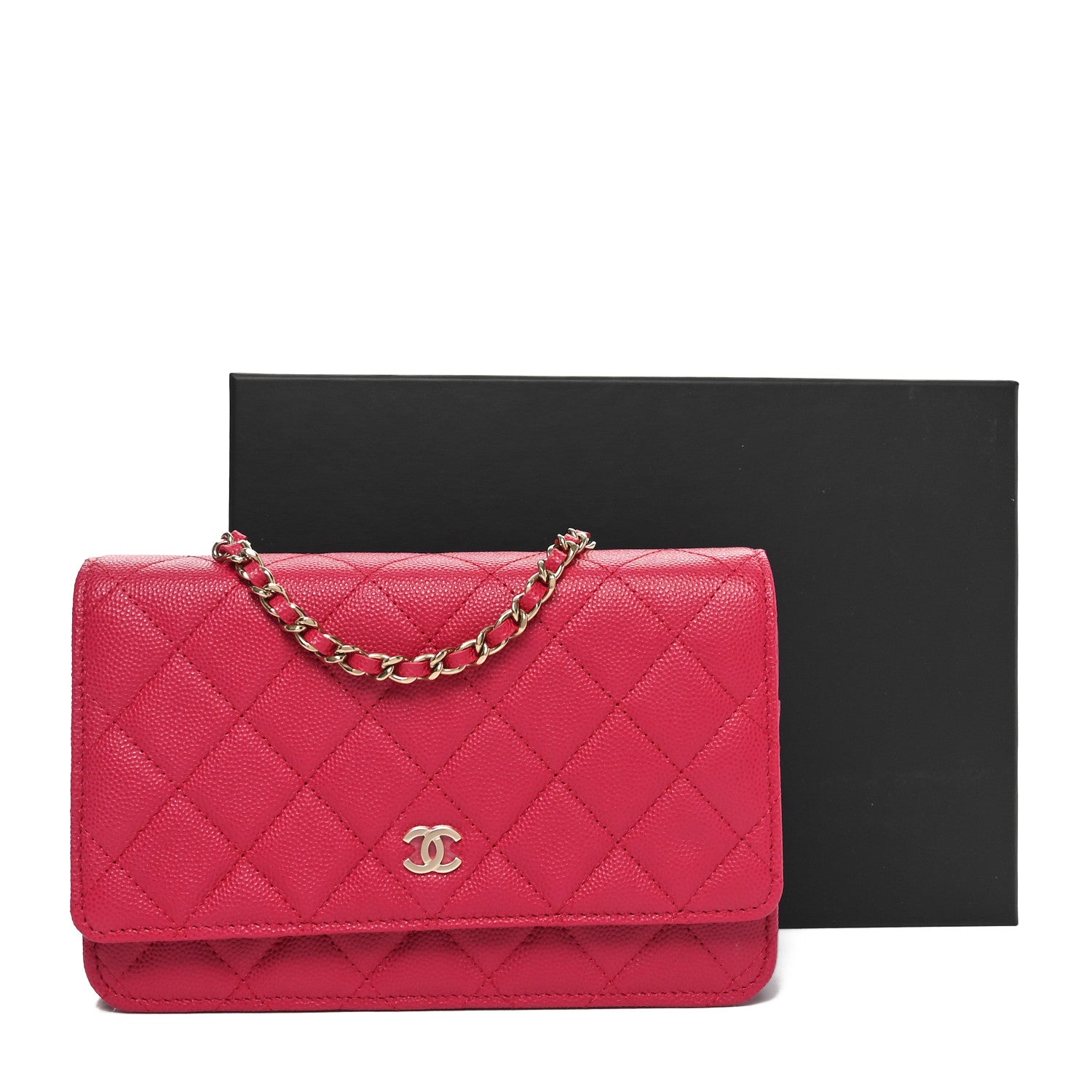 Chanel Caviar Quilted Wallet on Chain WOC Dark Pink 12 of 12