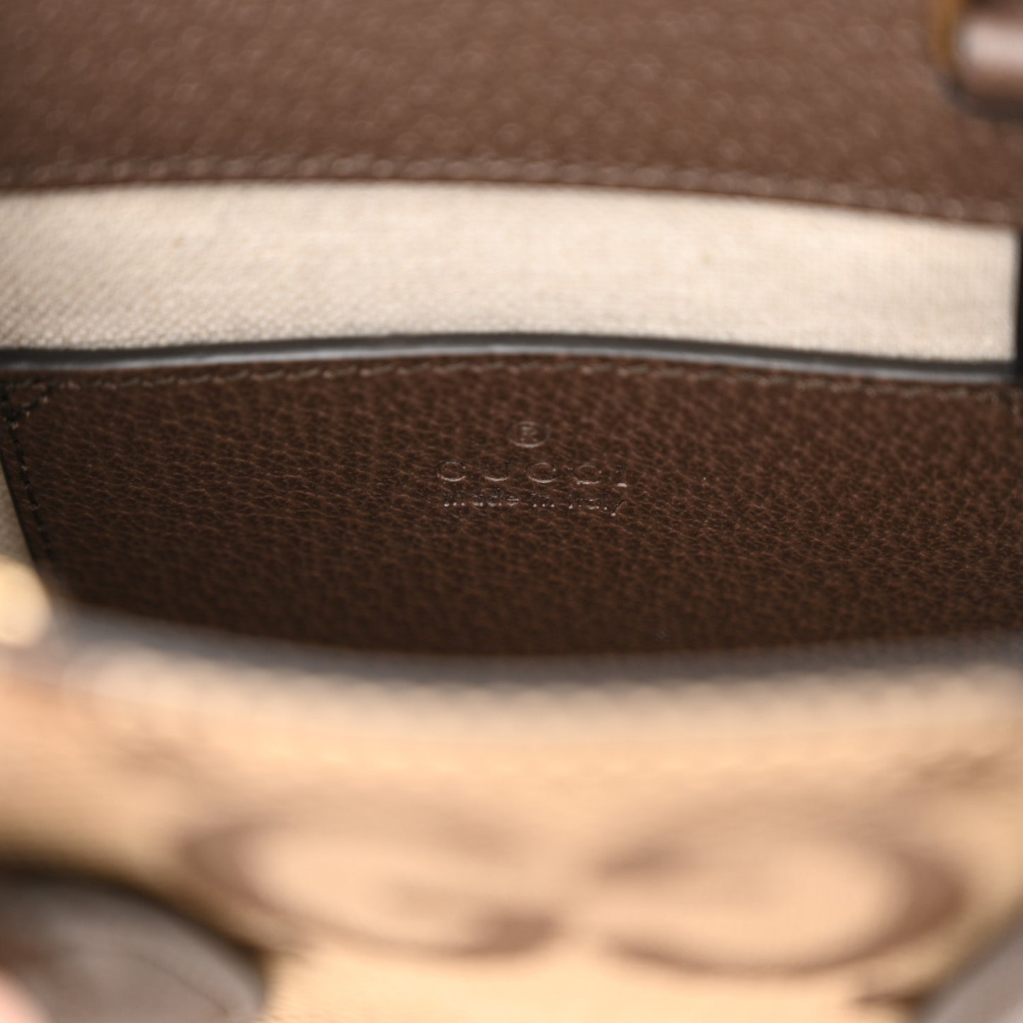 Monogram Jumbo GG Textured Dollar Calfskin Web Mini Vertical Tote Camel Ebony New Acero