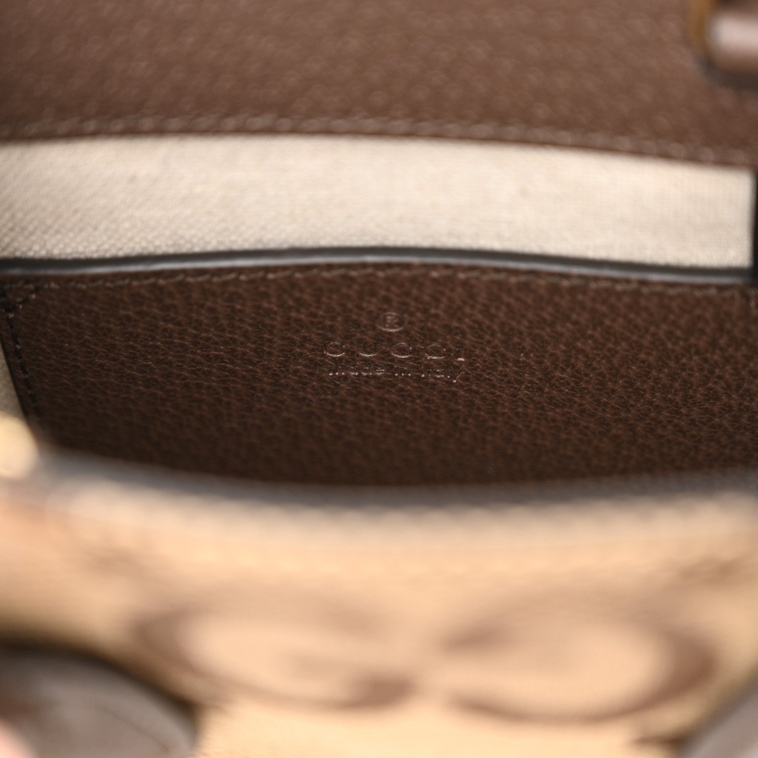 Gucci Monogram Jumbo GG Textured Dollar Calfskin Web Mini Vertical Tote Camel Ebony New Acero 8 of 12