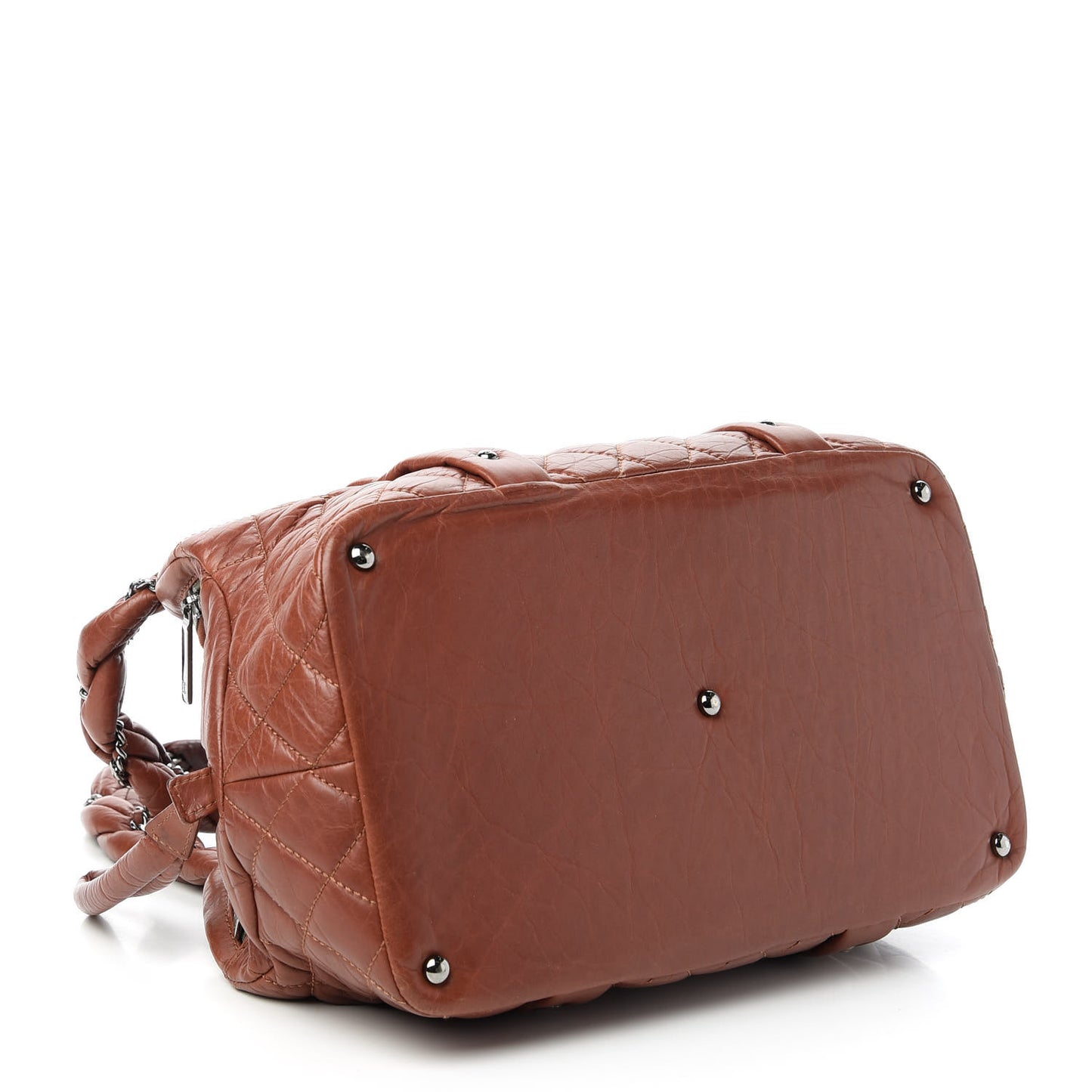 Distressed Lambskin Vintage Ligne Lady Braid Tote Brown