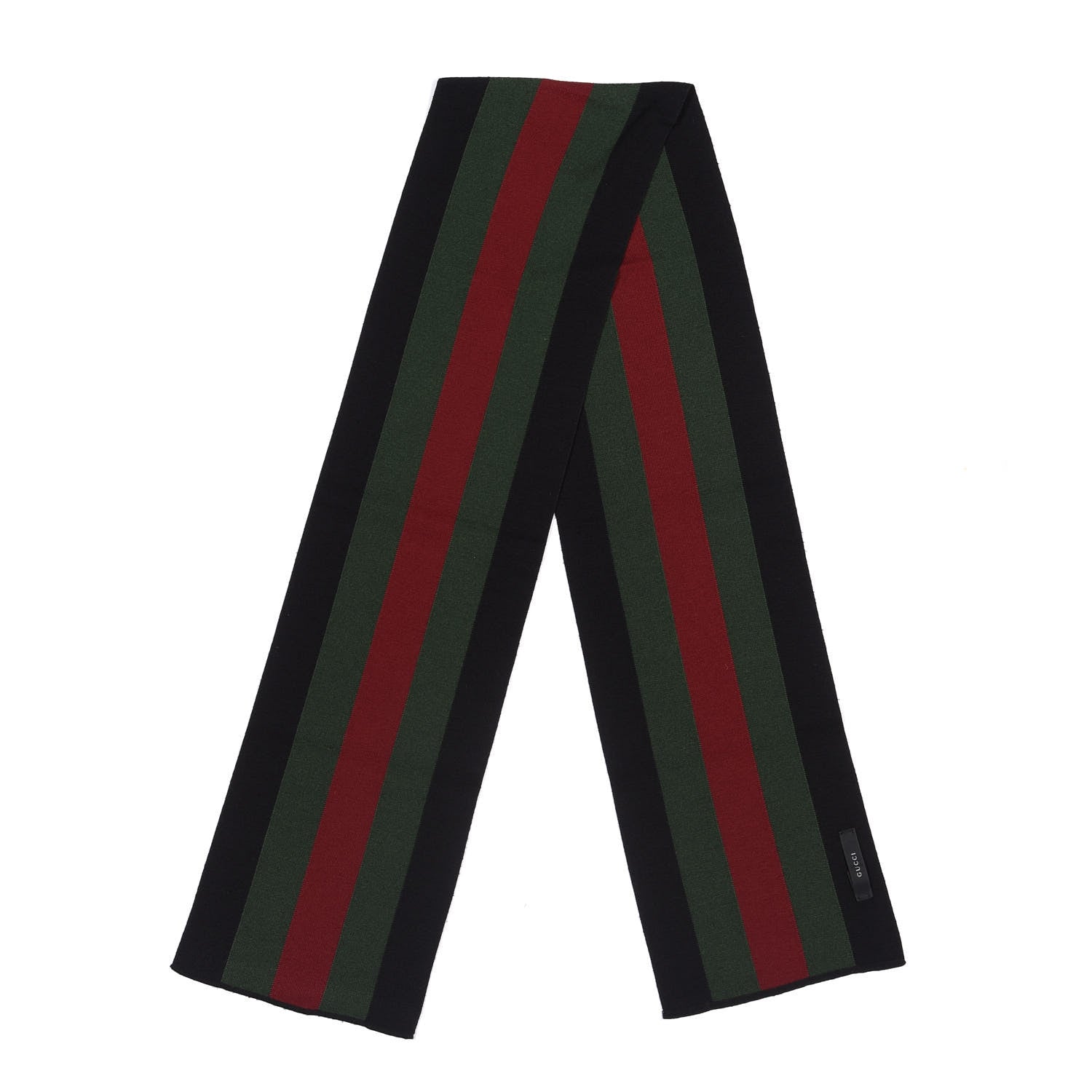 Gucci Wool Silk Web Scarf Black 4 of 4
