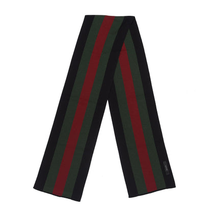 Gucci Wool Silk Web Scarf Black 4 of 4