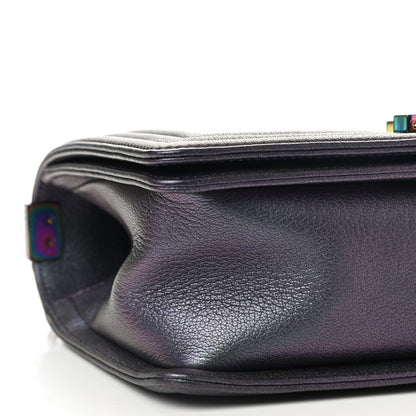 Chanel Iridescent Goatskin Quilted Medium Boy Flap Purple 9 of 11