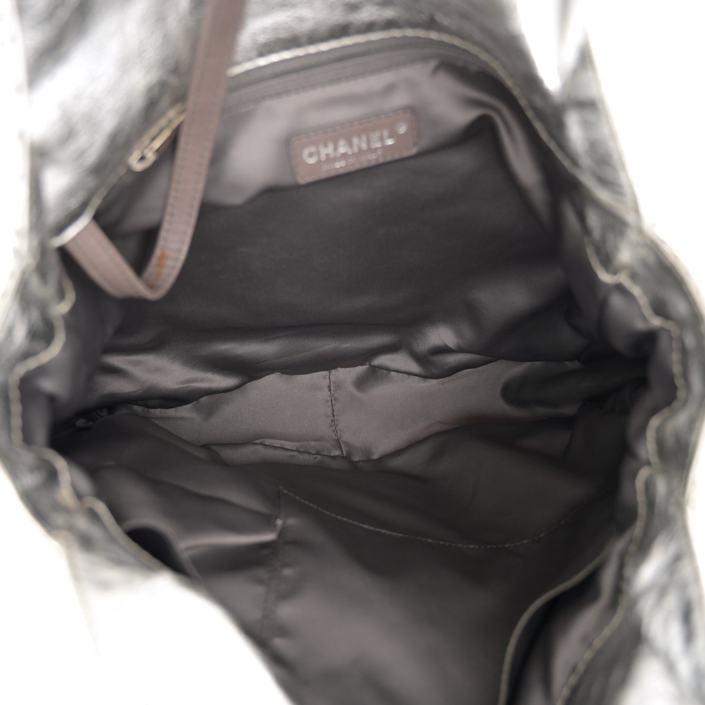 Metallic Glazed Calfskin Perforated Medium Rodeo Drive Tote Silver