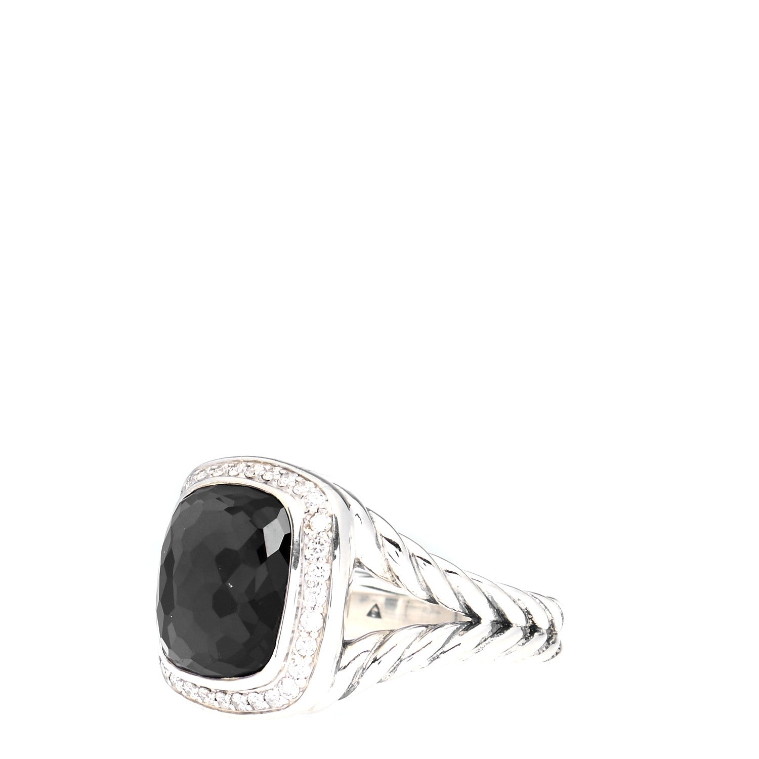 David Yurman Sterling Silver Diamond Black Orchid 11mm Albion Ring 51 5.75 4 of 5