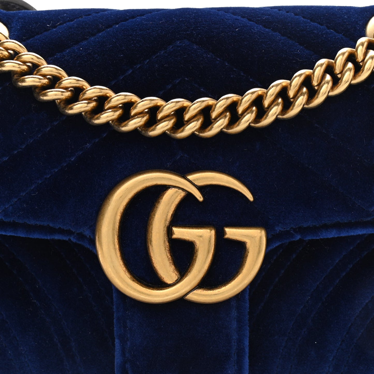 Velvet Matelasse Mini GG Marmont Shoulder Bag Cobalt Blue