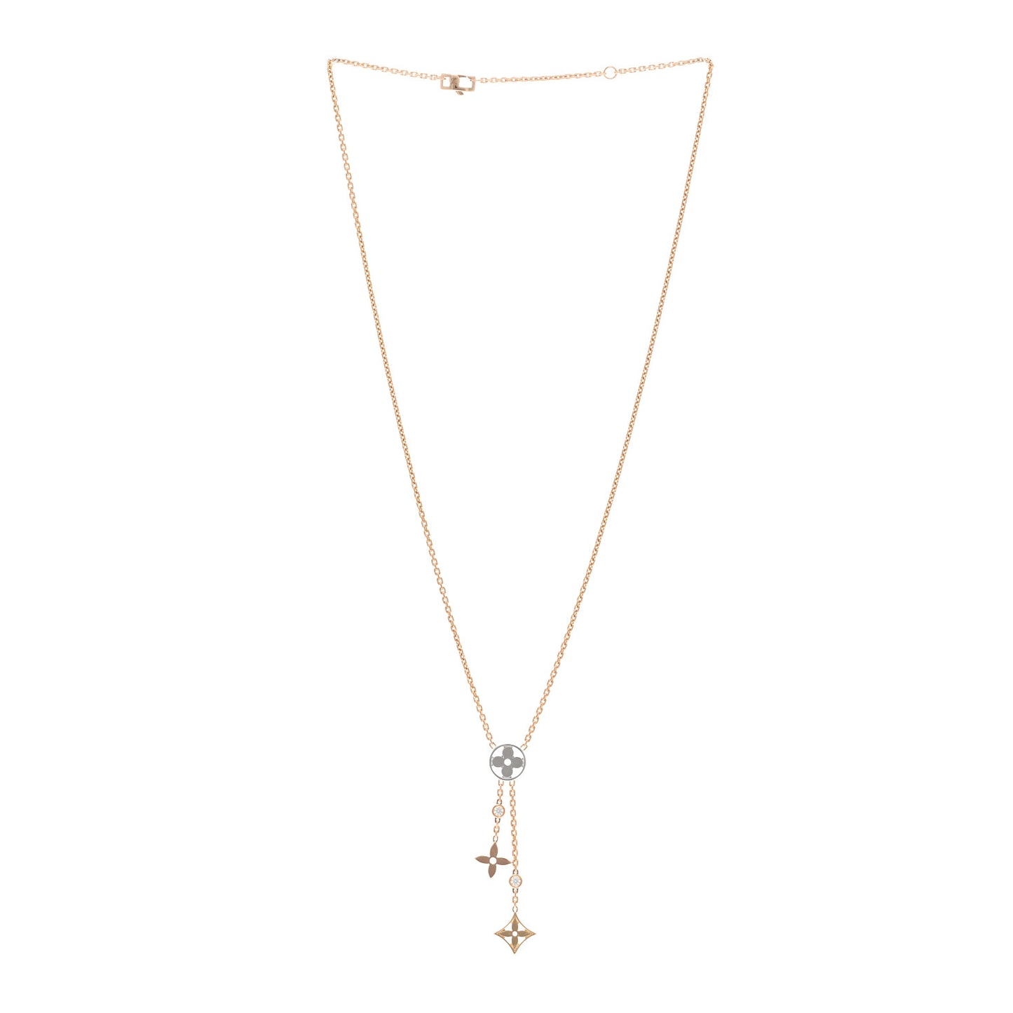 18K Yellow White Rose Gold Diamond Idylle Blossom Y Pendant Necklace