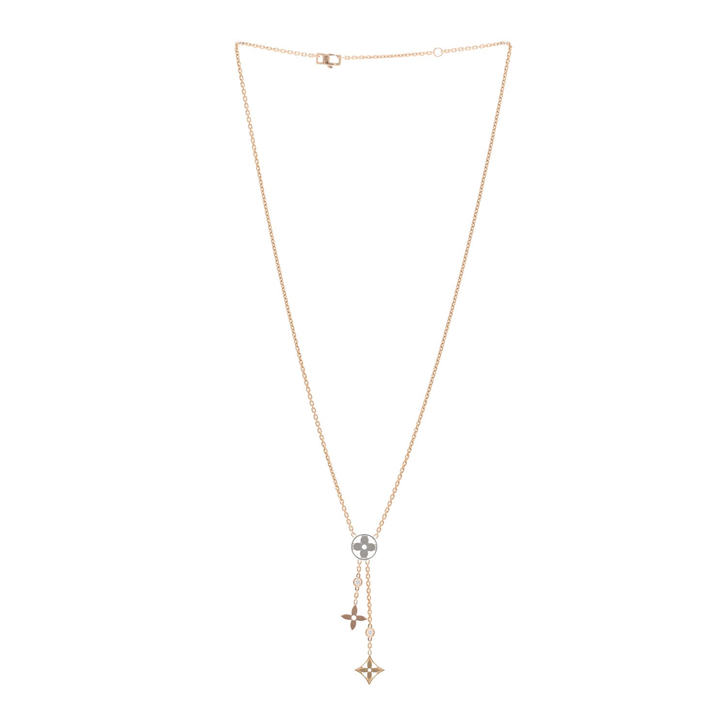 Louis Vuitton 18K Yellow White Rose Gold Diamond Idylle Blossom Y Pendant Necklace 3 of 5