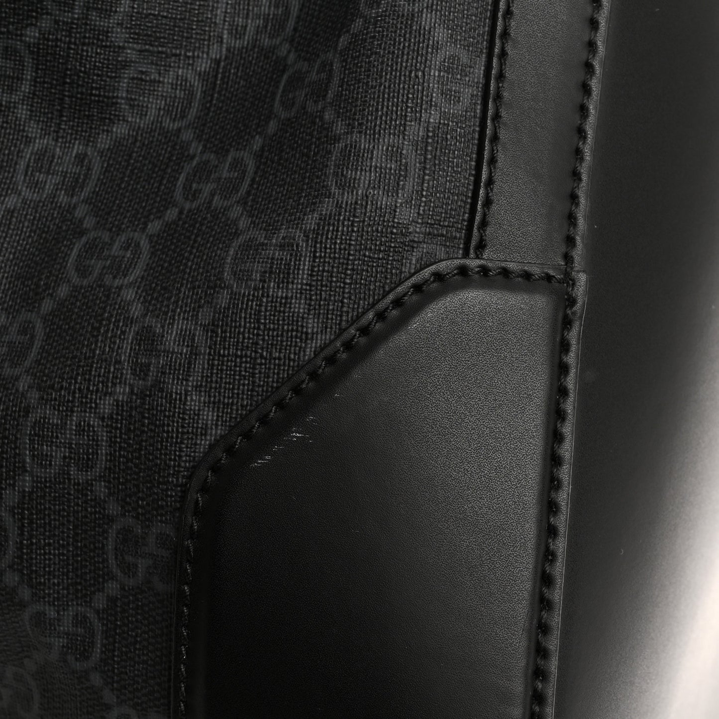 Soft GG Supreme Monogram Appia Calfskin Web Large Carry On Duffle Bag Black Grey
