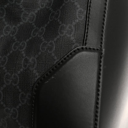 Gucci Soft GG Supreme Monogram Appia Calfskin Web Large Carry On Duffle Bag Black Grey 11 of 12