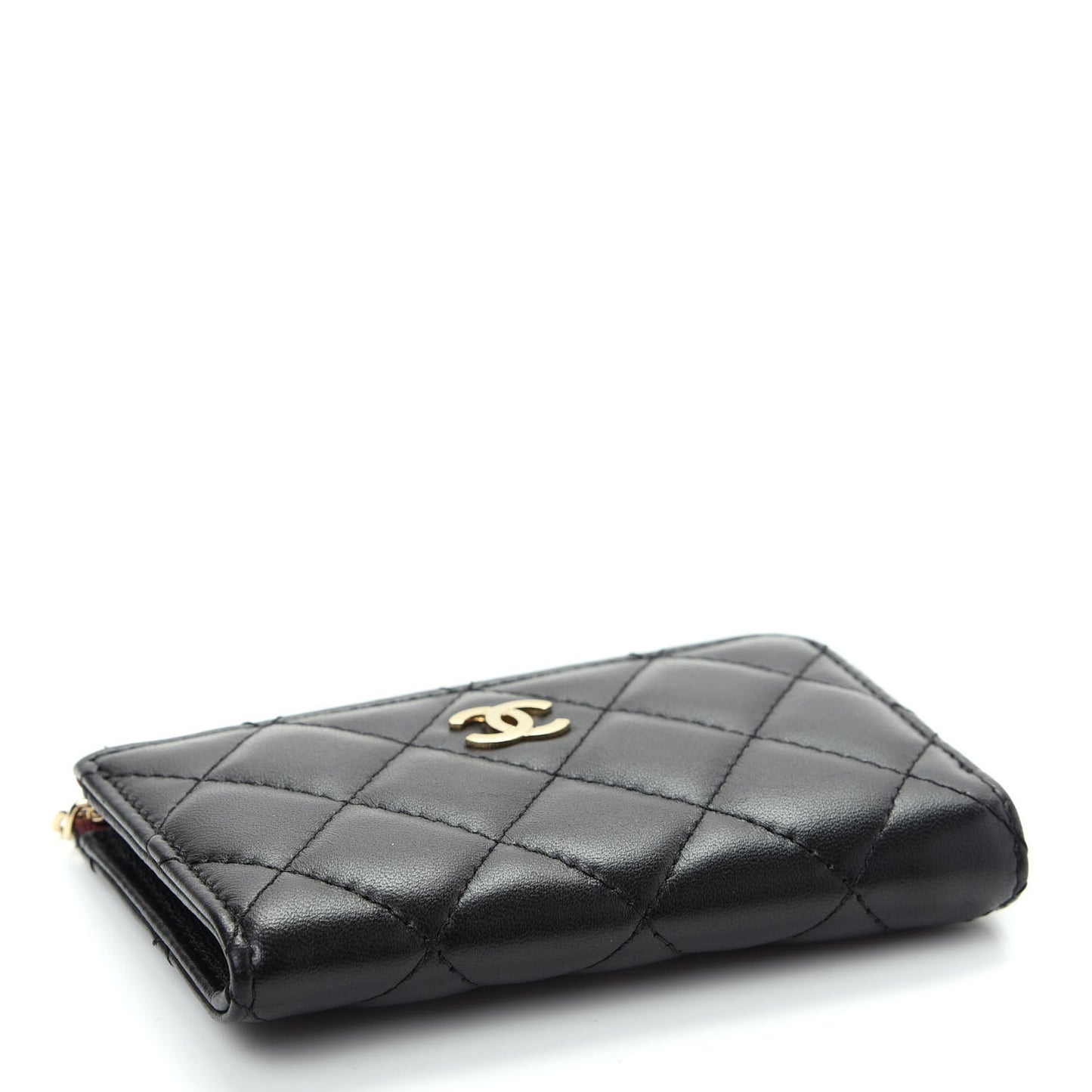 Lambskin Quilted Key Holder Case Black