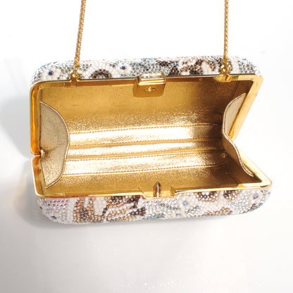 Judith Leiber Swarovski Crystal Flower Minaudiere Clutch Gold 8 of 8