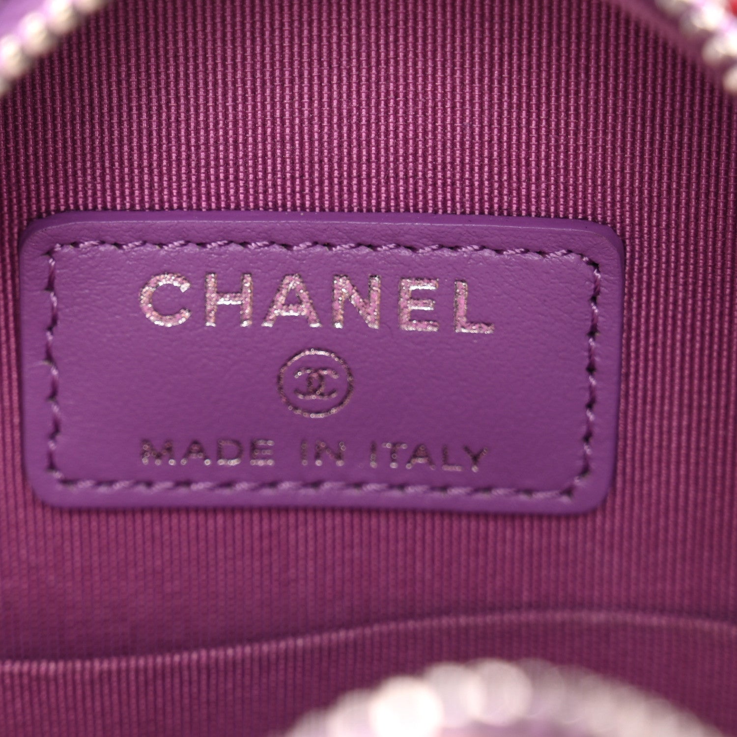 Chanel Tweed Quilted Round Clutch With Chain Blue Pink Orange 6 of 10