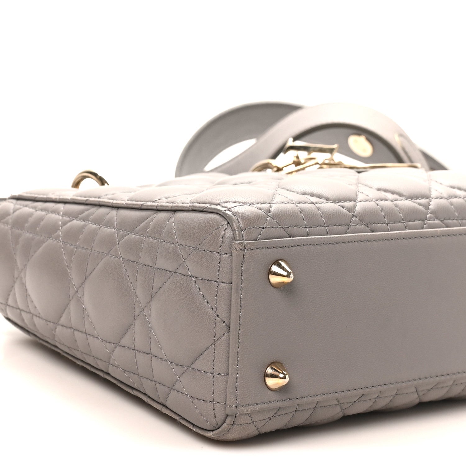 Christian Dior Lambskin Cannage Small My ABCDior Lady Dior Grey 9 of 10
