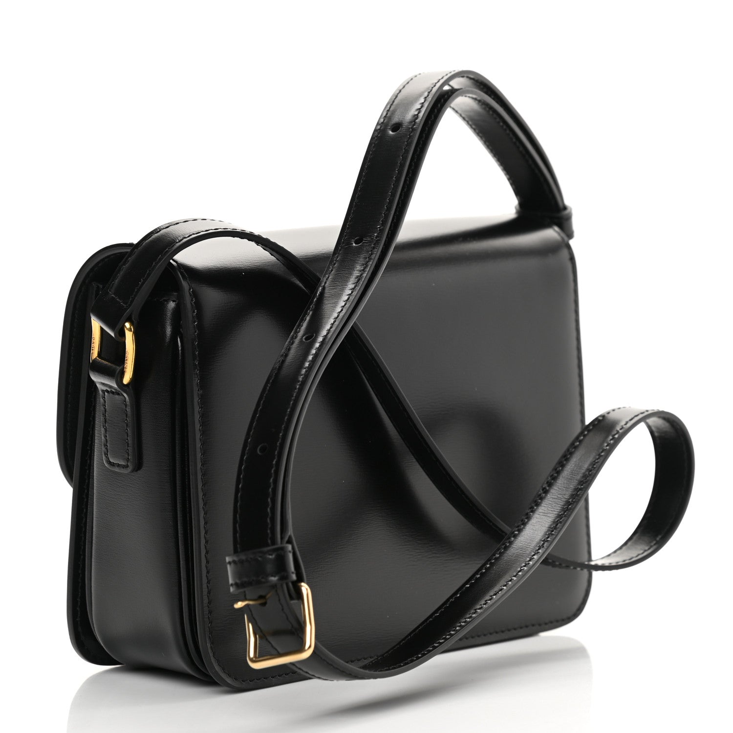 Celine Shiny Calfskin Teen Triomphe Black 2 of 10