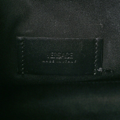 Versace Coated Canvas Calfskin La Greca Signature Tote Bag Black Khaki 6 of 9