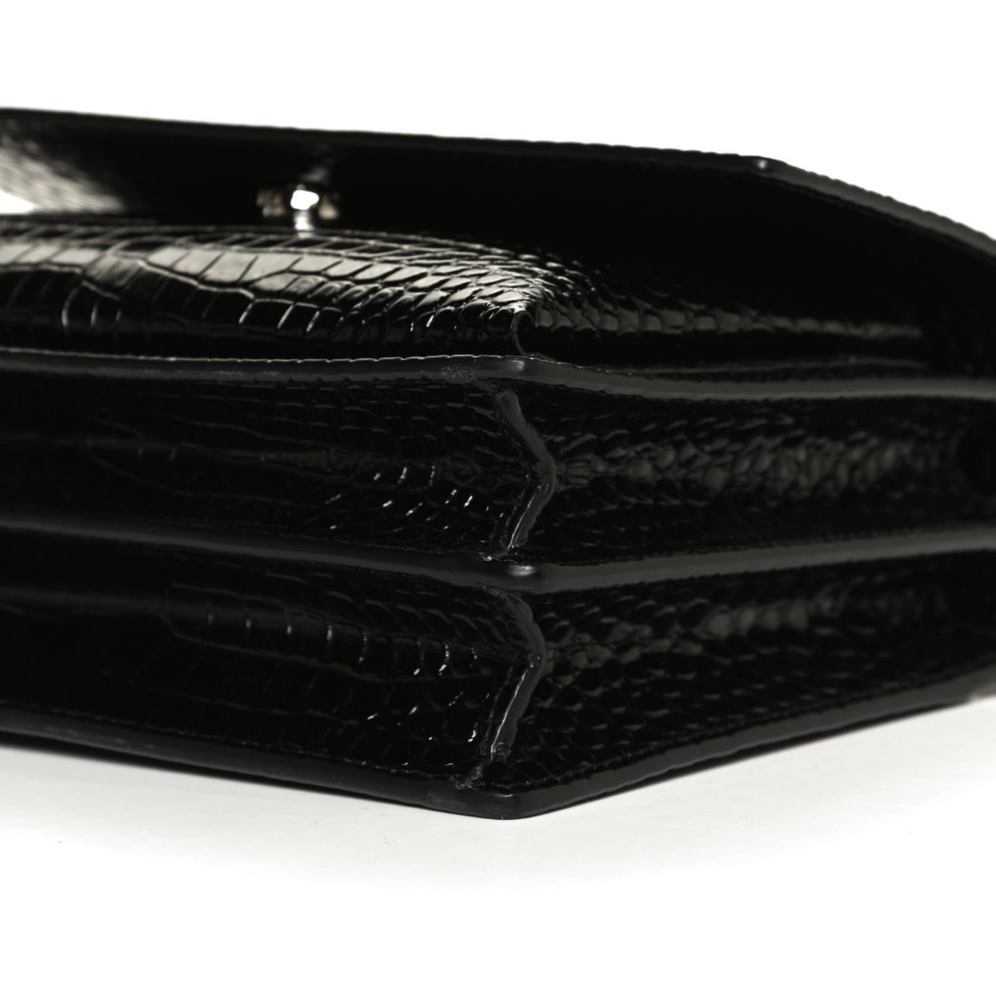 Calfskin Crocodile Embossed Medium Monogram Sunset Black