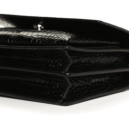 Saint Laurent Calfskin Crocodile Embossed Medium Monogram Sunset Black 10 of 12