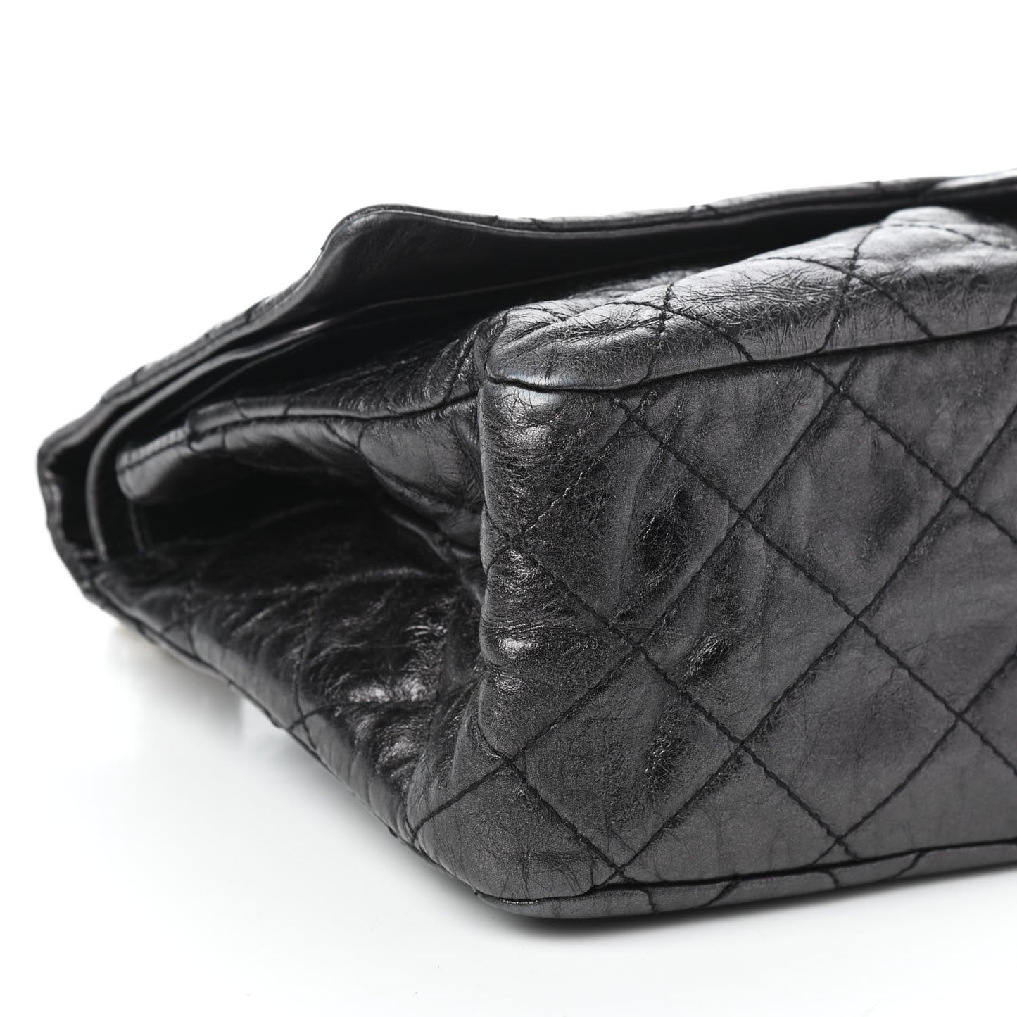 Metallic Aged Calfskin Quilted 2.55 Reissue 227 Flap Black