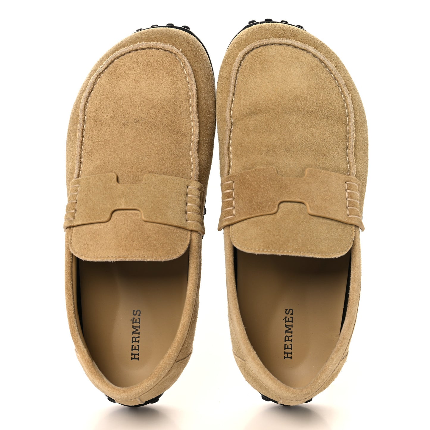 Suede Calfskin Womens Lazy Loafers 37 Beige Sable