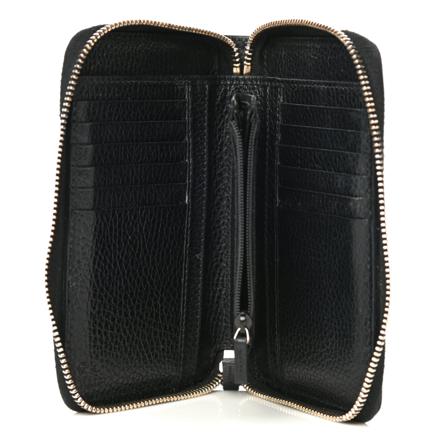 Pebbled Calfskin Zip Around Wallet Black