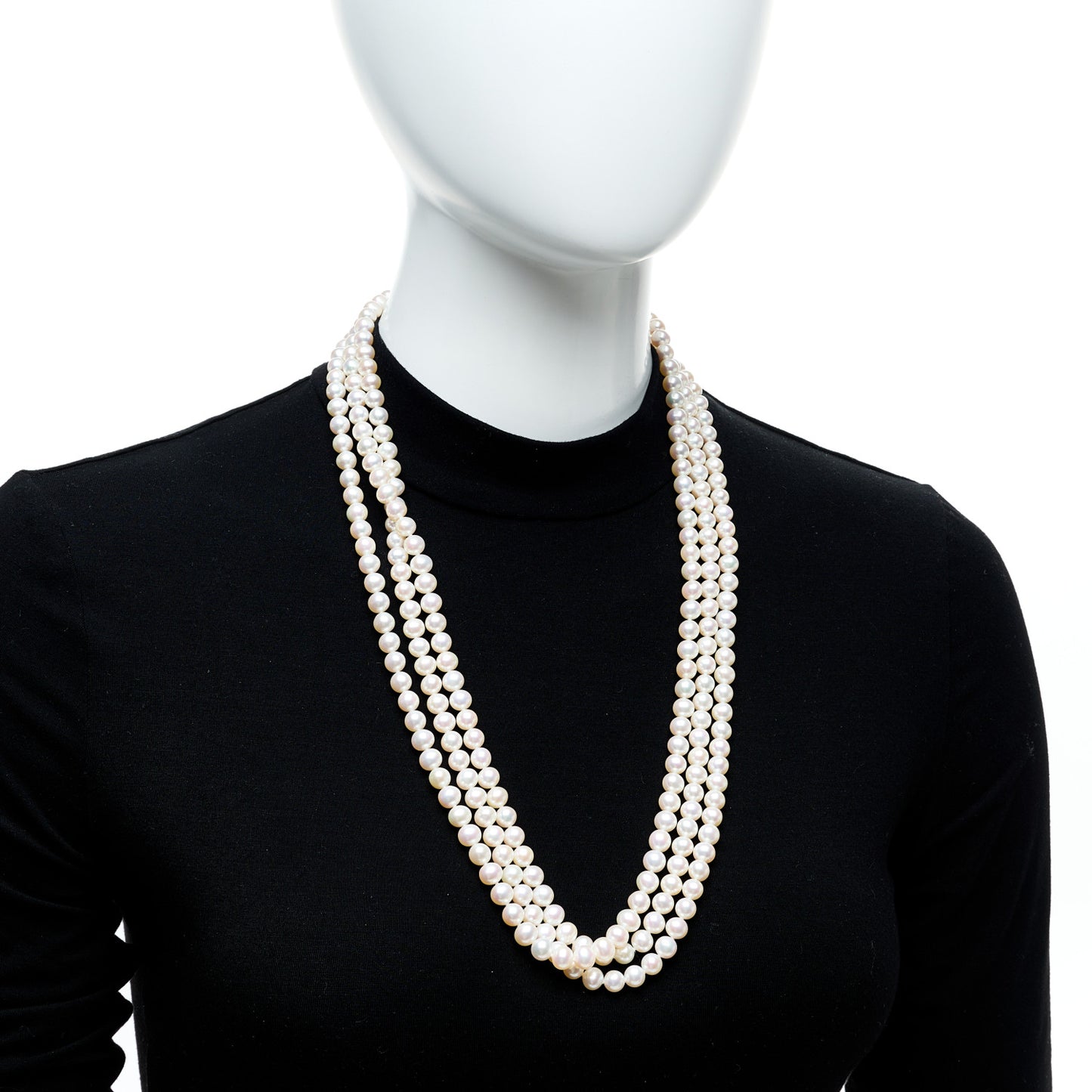 Sterling Silver Pearl 6-7mm Ziegfeld Strand Necklace 80"