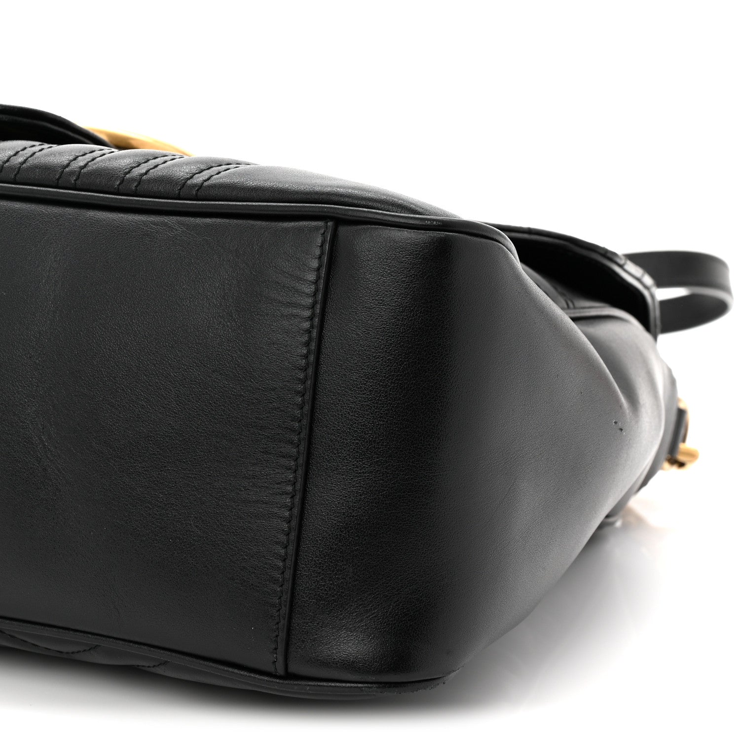 Gucci Calfskin Matelasse Medium GG Marmont Top Handle Shoulder Bag Black 10 of 10