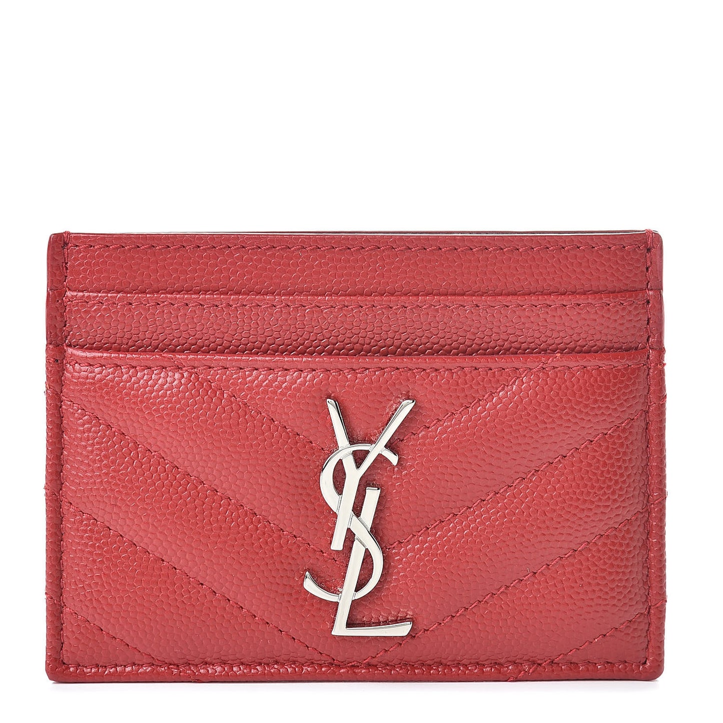 Grain De Poudre Matelasse Chevron Credit Card Case New Red