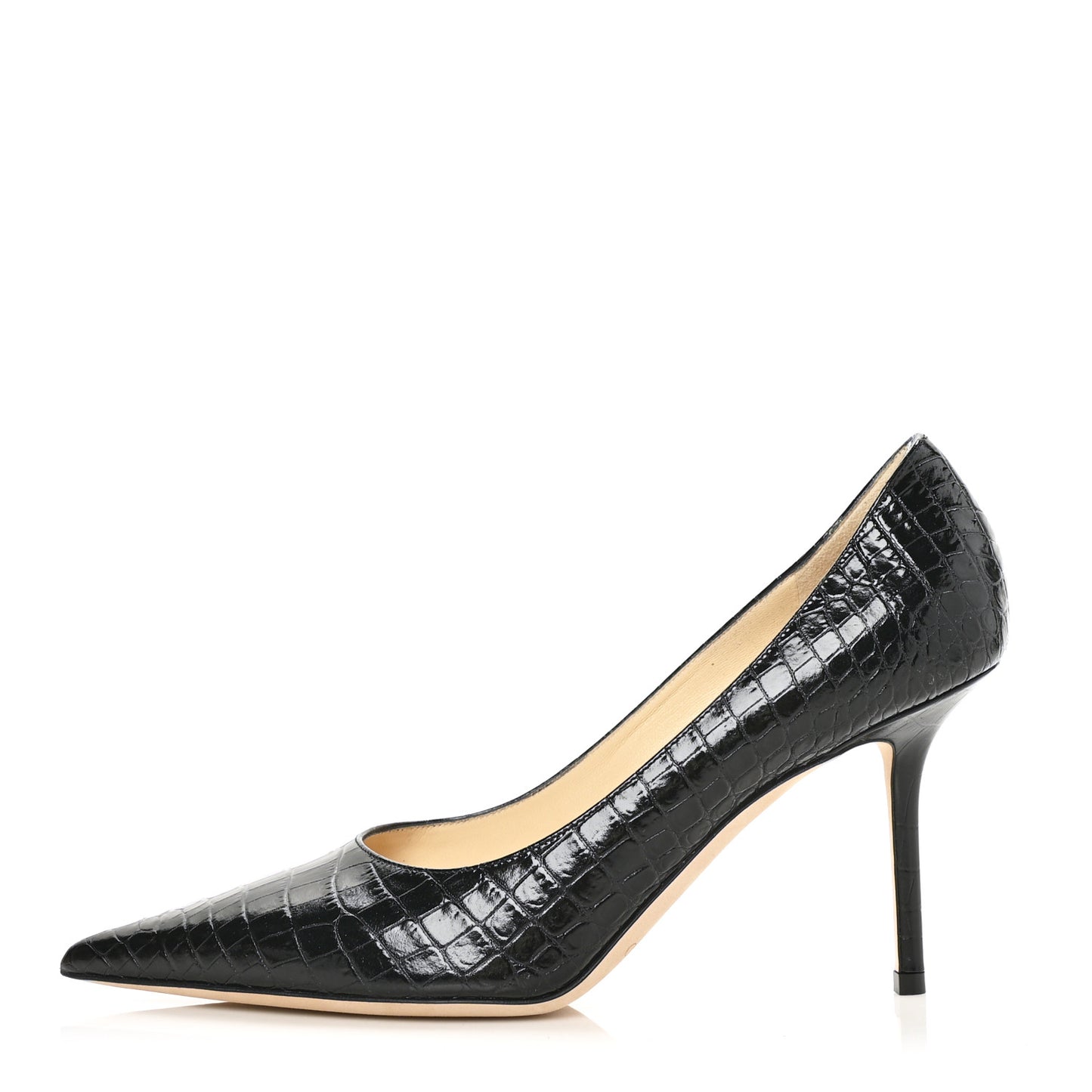 Crocodile Embossed Calfskin Love 85 Pump 39.5 Black