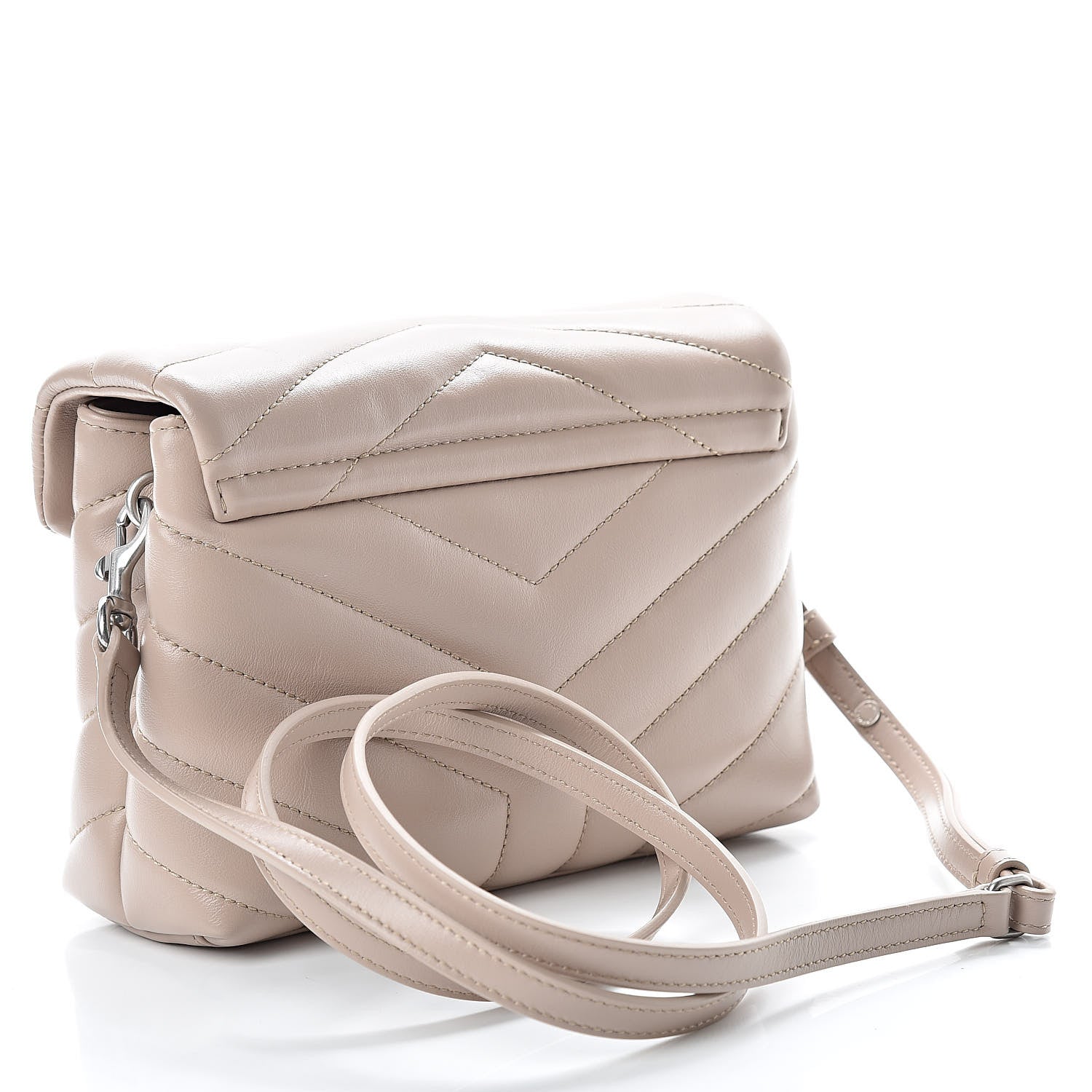 Saint Laurent Calfskin Y Quilted Monogram Toy Loulou Satchel Light Natural 3 of 12