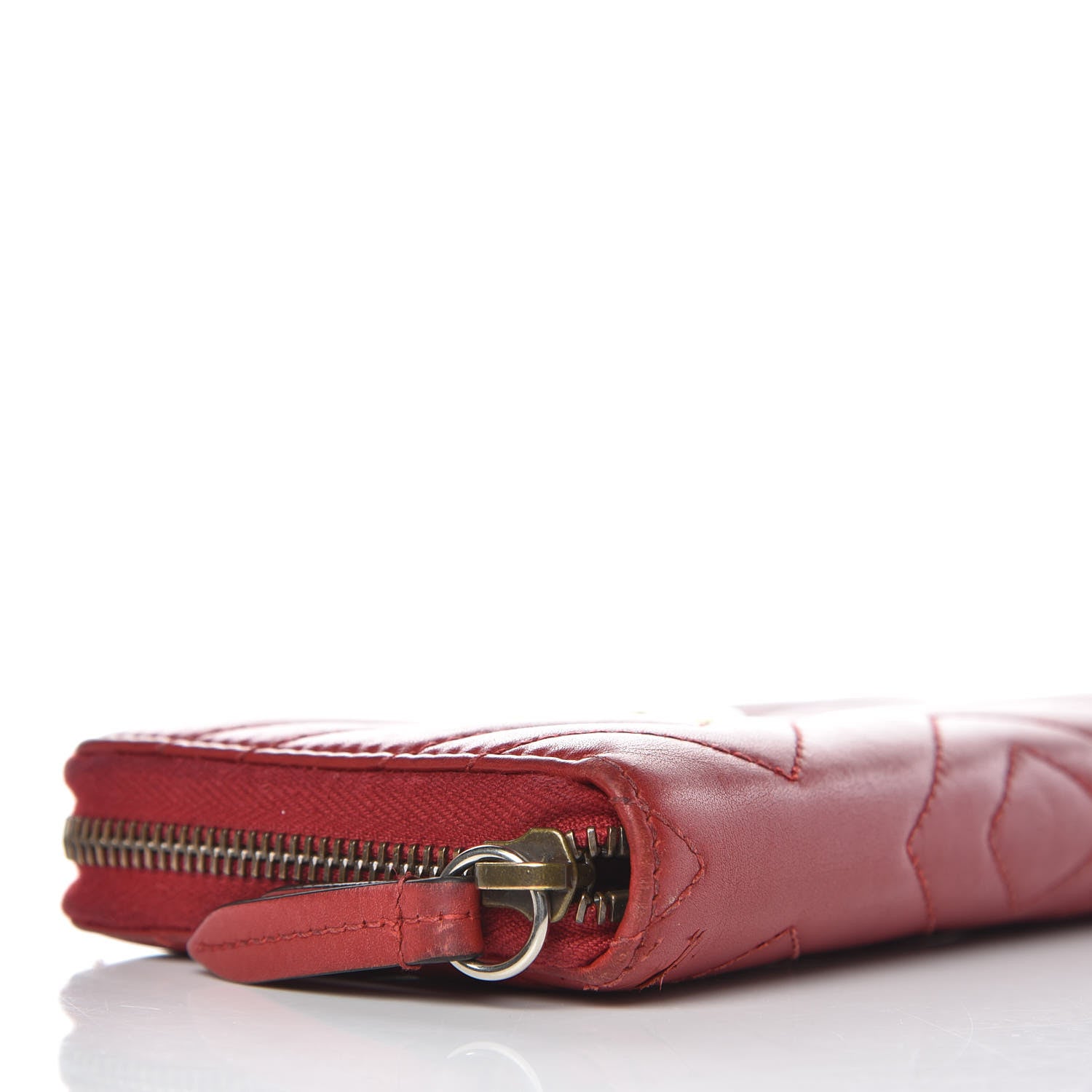 Gucci Calfskin Matelasse GG Marmont Zip Around Wallet Hibiscus Red 8 of 15