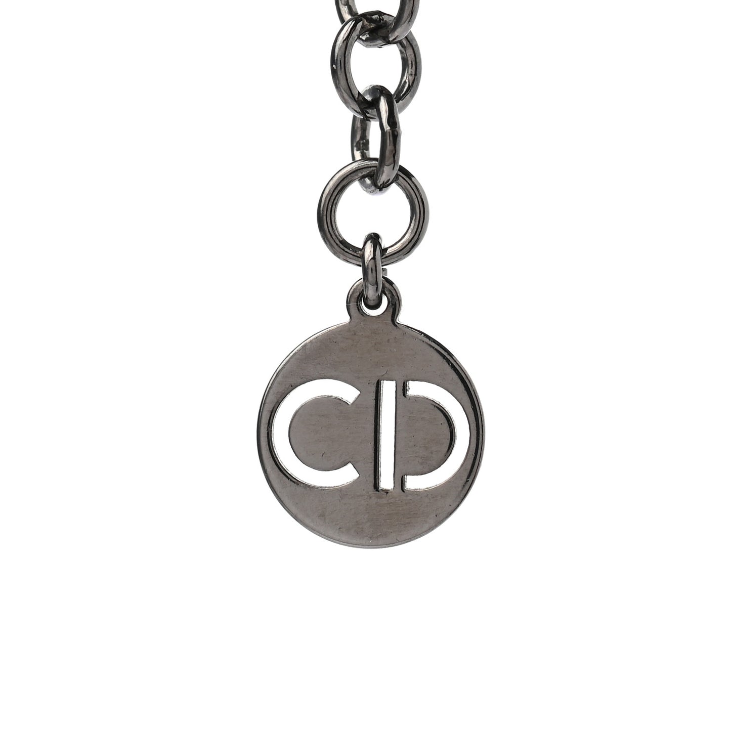 Metal Logo CD Choker Necklace Ruthenium