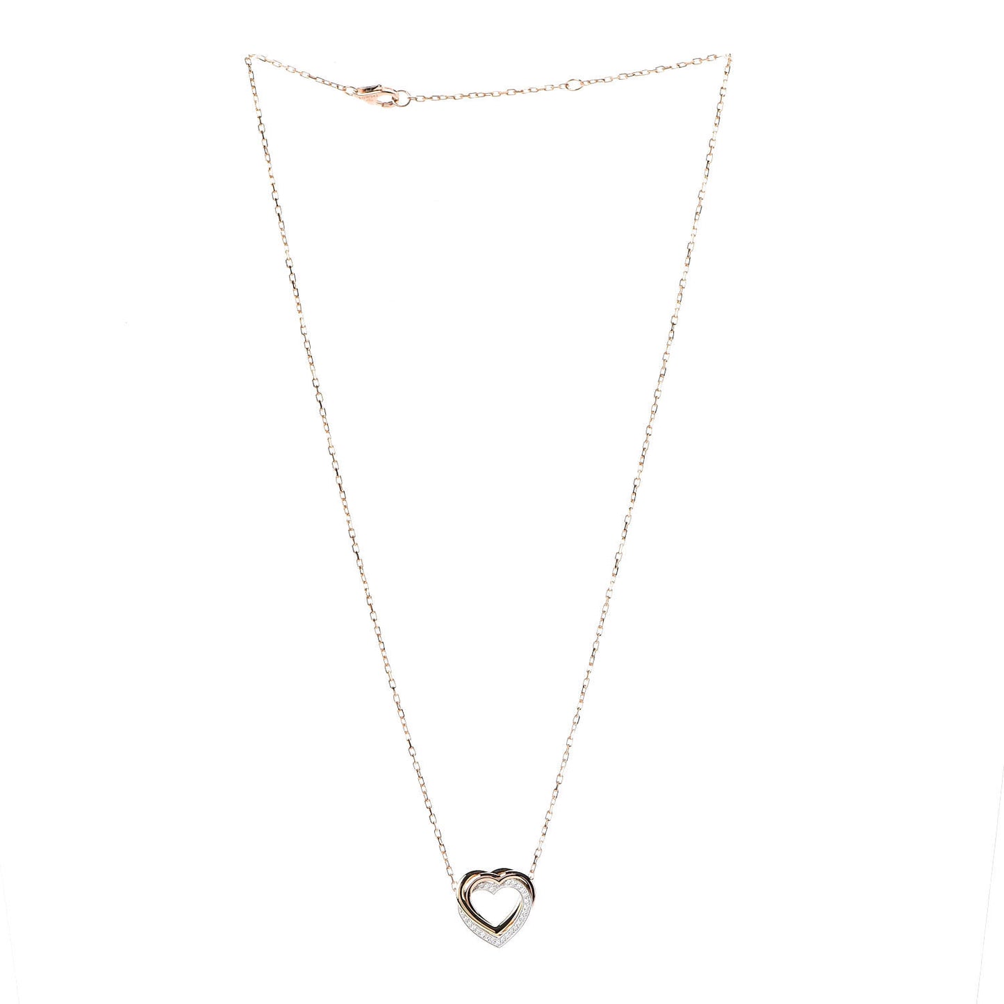 18K Pink Yellow White Gold Diamond Trinity Heart Pendant Necklace