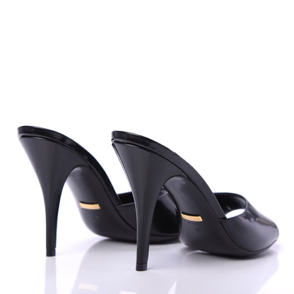 Gucci Polished Calfskin Scarlet Mid Heel Slide Sandals 38 Black 4 of 8