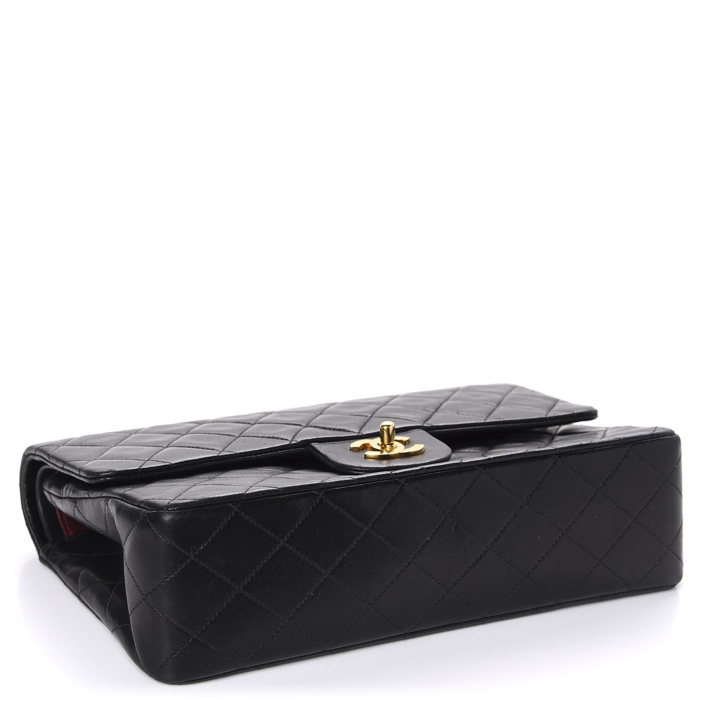 Lambskin Quilted Medium Double Flap Black