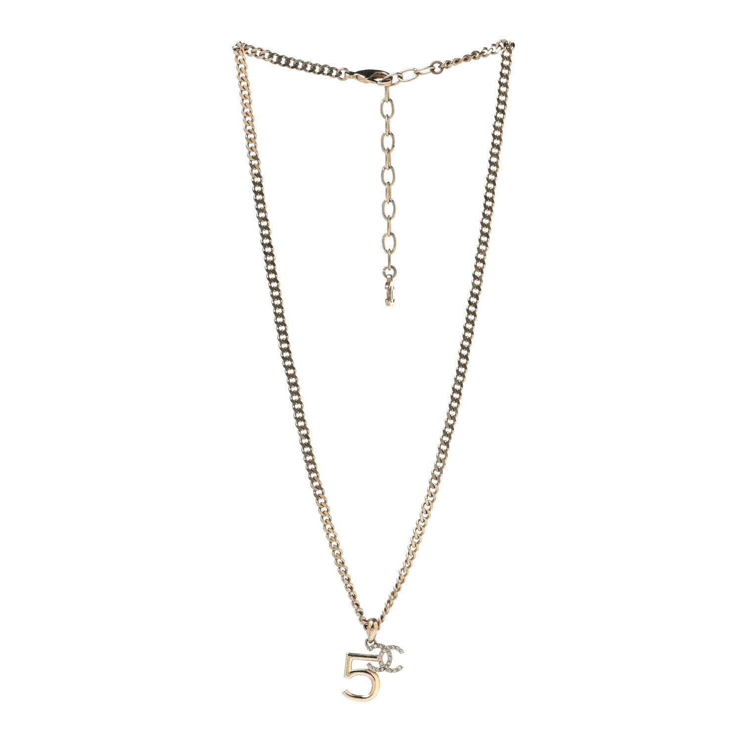 Chanel Crystal CC No.5 Necklace Gold 2 of 4